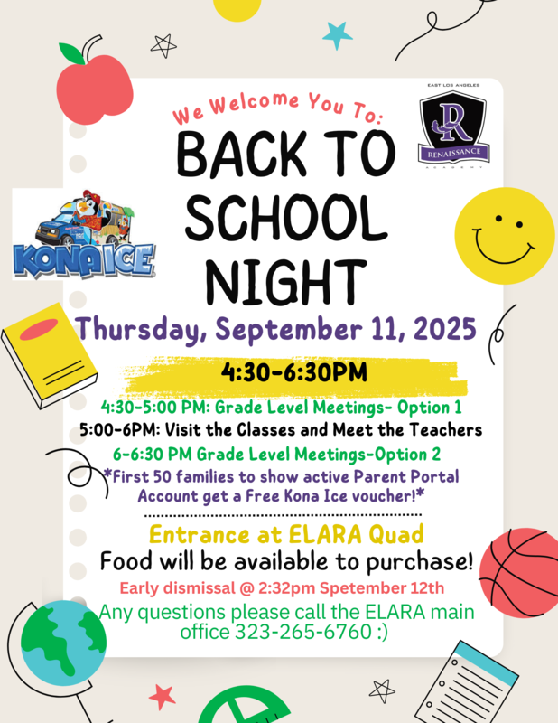 Back to School Night Sept 11