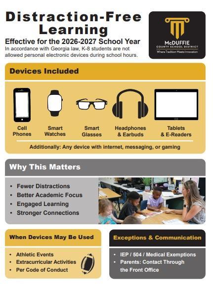 Flyer outlines distraction-free learning law.