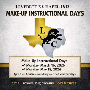 Leverett's Chapel bad weather make up days.