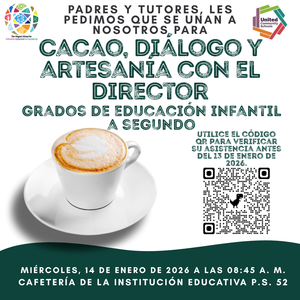 hot mug on flyer for school event Spanish