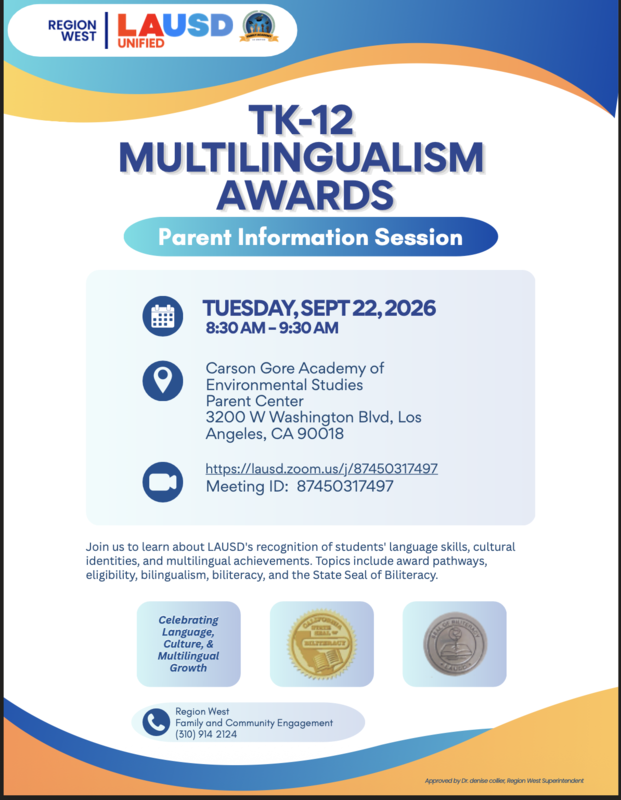 Multilingualism Awards TK-12 grade