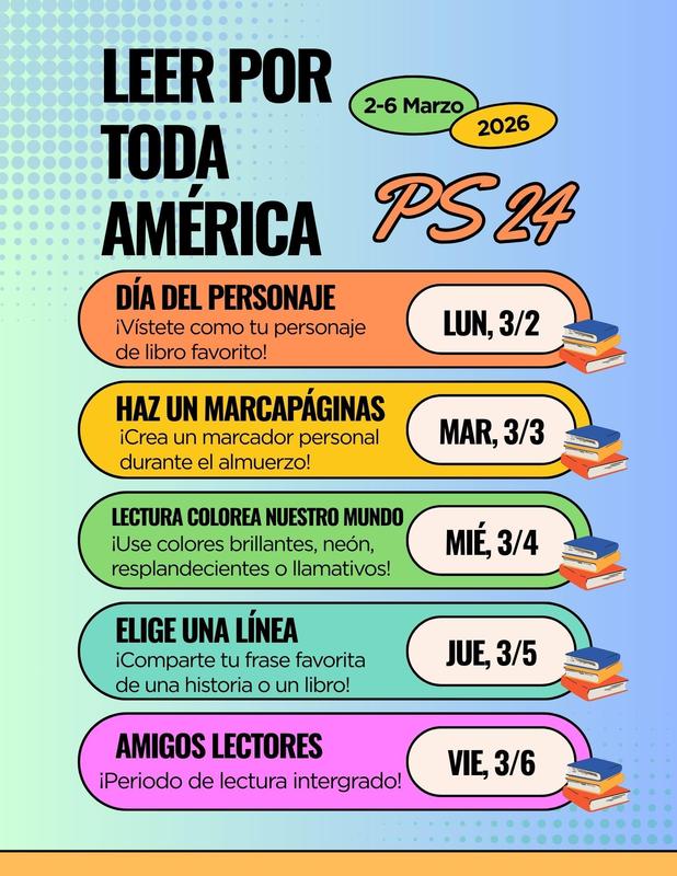Lista de actividades durante la semana de Lectura a lo Largo de America