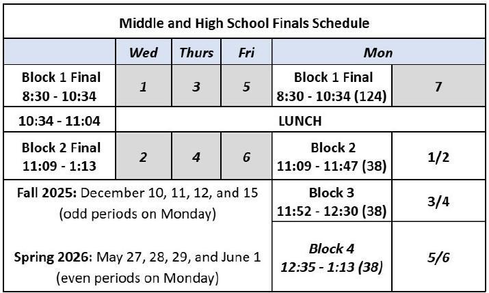 Student Finals Schedule - May 27 - June 1 Featured Photo