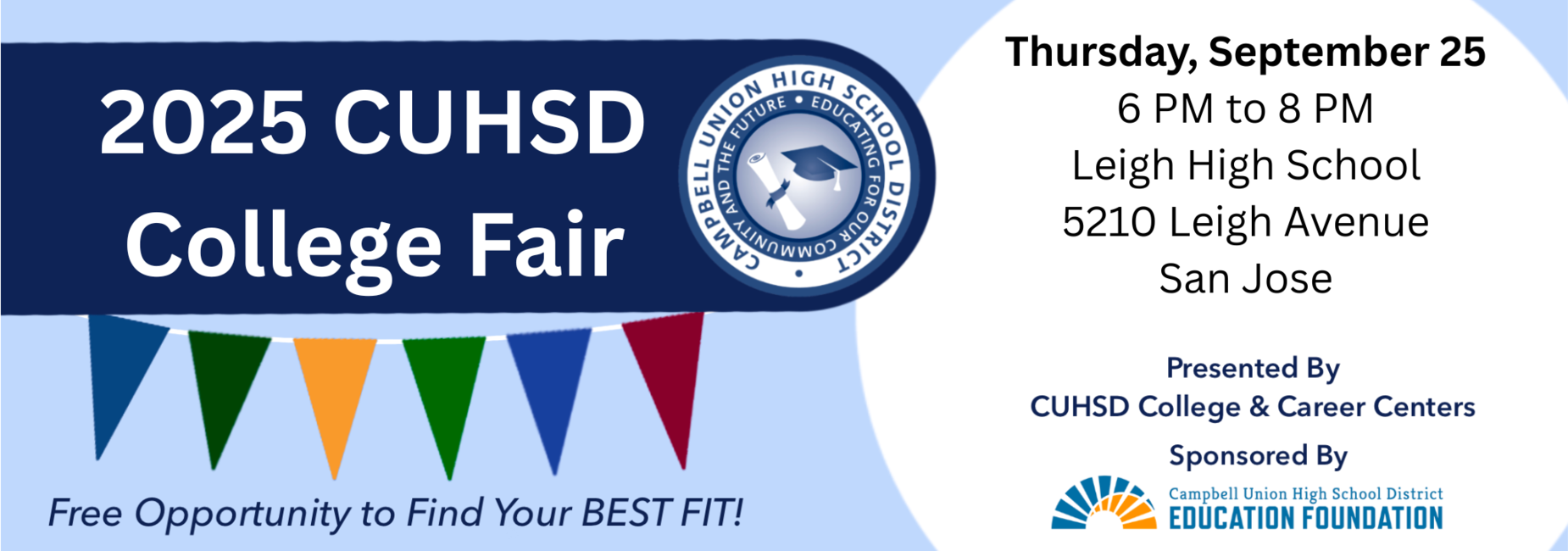 College Fair at Leigh HS - September 25, 6pm-8pm
