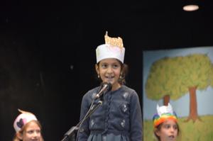 A girl speaks during the chumash play