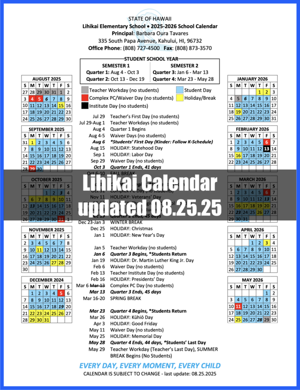 LES Calendar updated 8-25-25