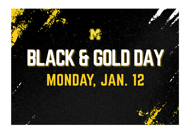 The words black and gold day on a black background with splashes of yellow and white