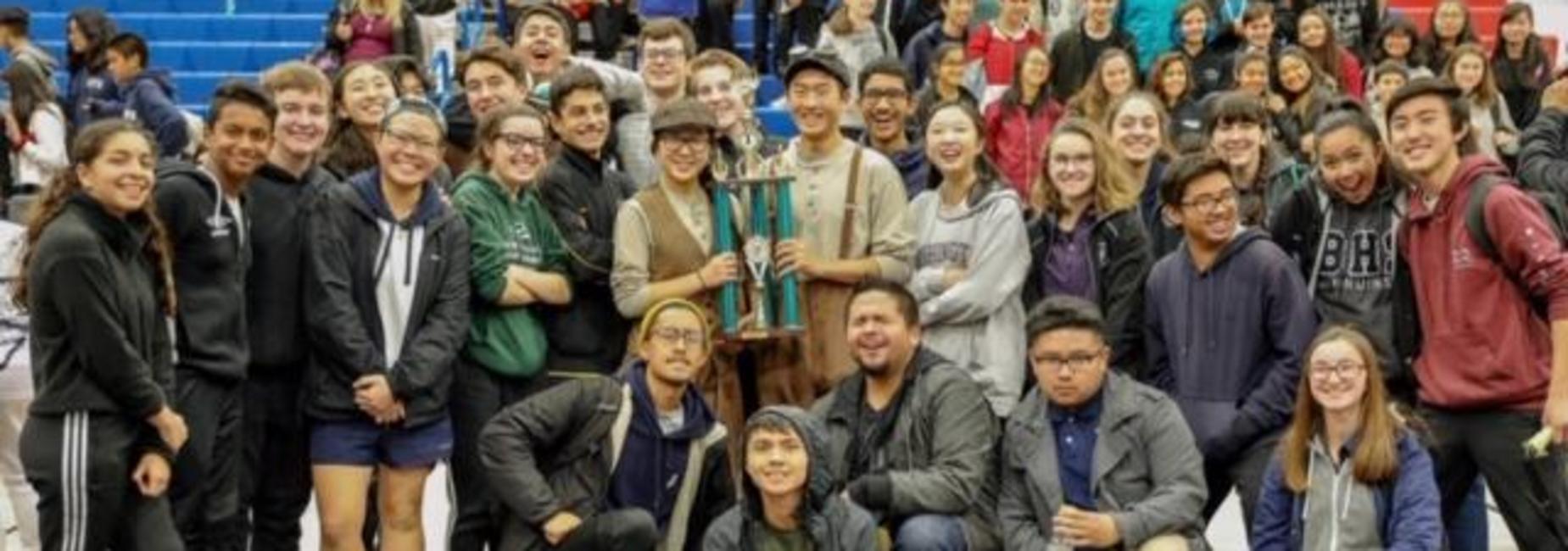 Percussion students receiving an award