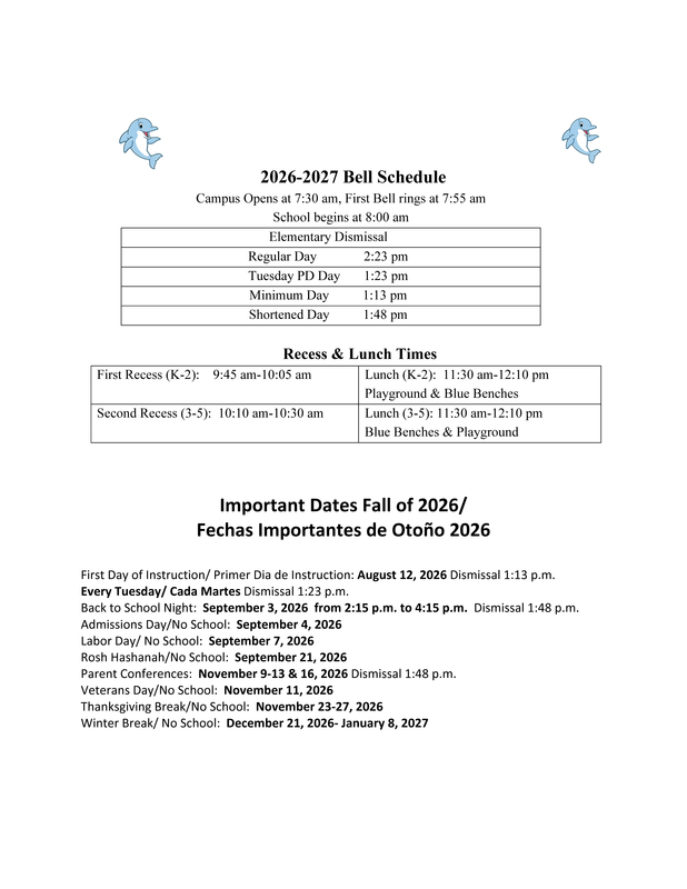 2026-2027 Bell Schedule