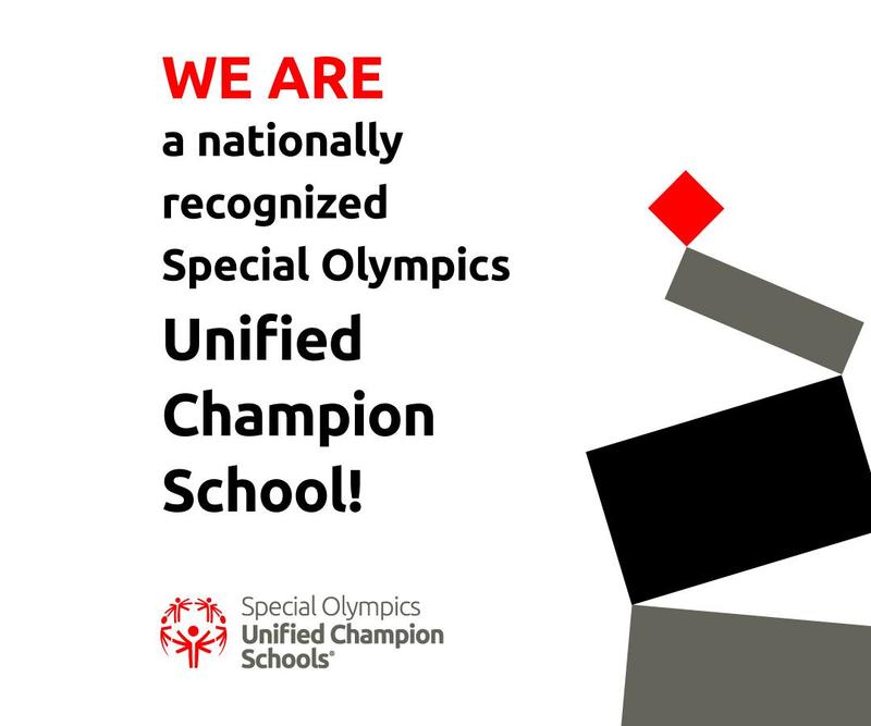 notice announcing CVHS being a nationally recognized Unified Sports Champion School with Special Olympics logo