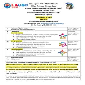 Council/Committee Orientation Meeting Agenda