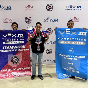HSA Cincy Students Holding VEX IQ Robotics Award