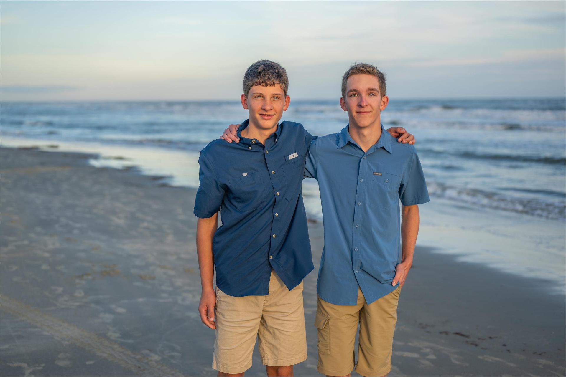 Two boys at the beach.