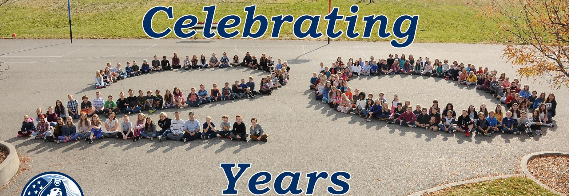 5th graders form a 20 in honor of our 20th school year