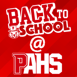 Red background with text that says "Back to school at PAHS"