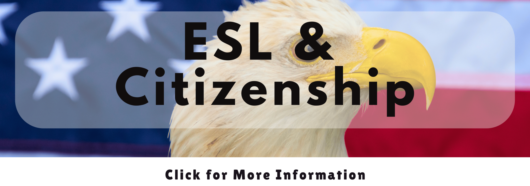 American flag with eagle, labeled &ldquo;ESL and Citizenship.&rdquo;