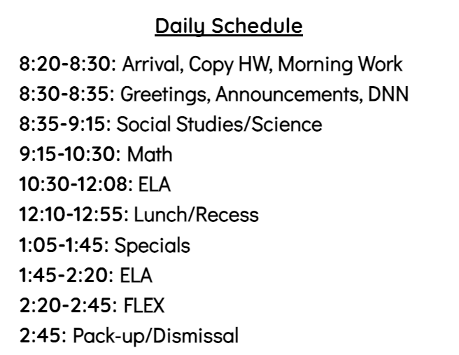 Daily Schedule and Specials Schedule Diana Caso Frank J. Dugan