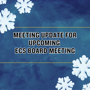 Graphic to announce board of education meeting updates.