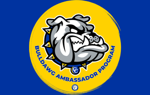 Graphic with CCISD logo, Bulldawg Ambassador Program icon