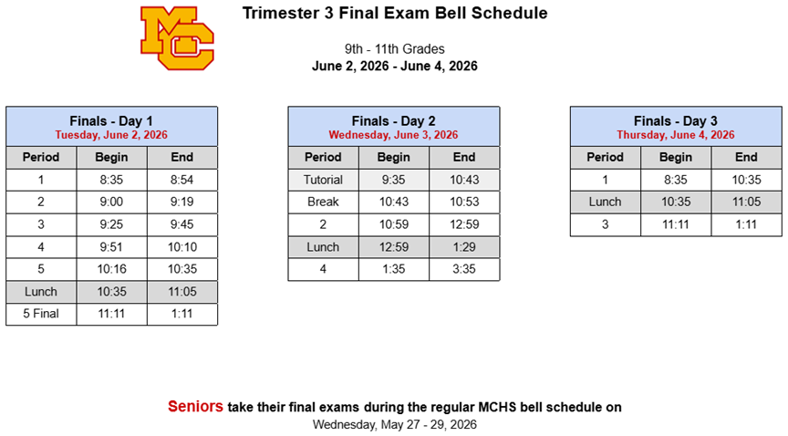 Trimester 3 Final Bell Schedule