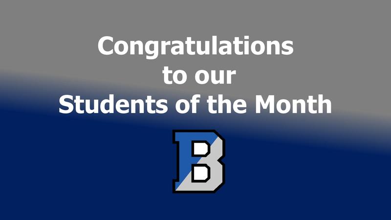 Image of text that says Congratulations to our Students of the Month B