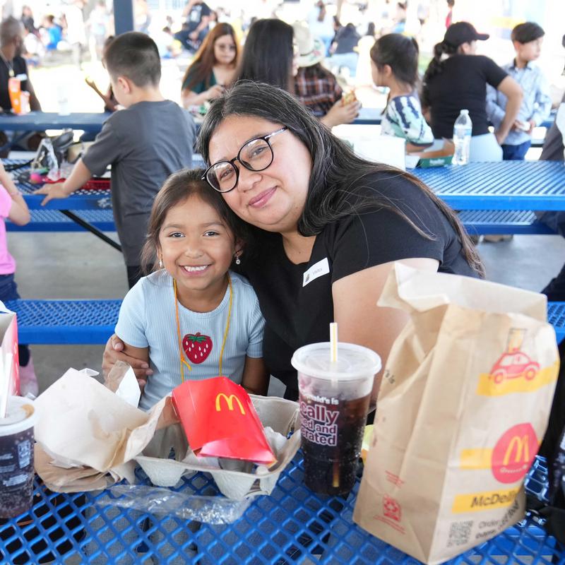 mom and child enjoying a VIP lunch!