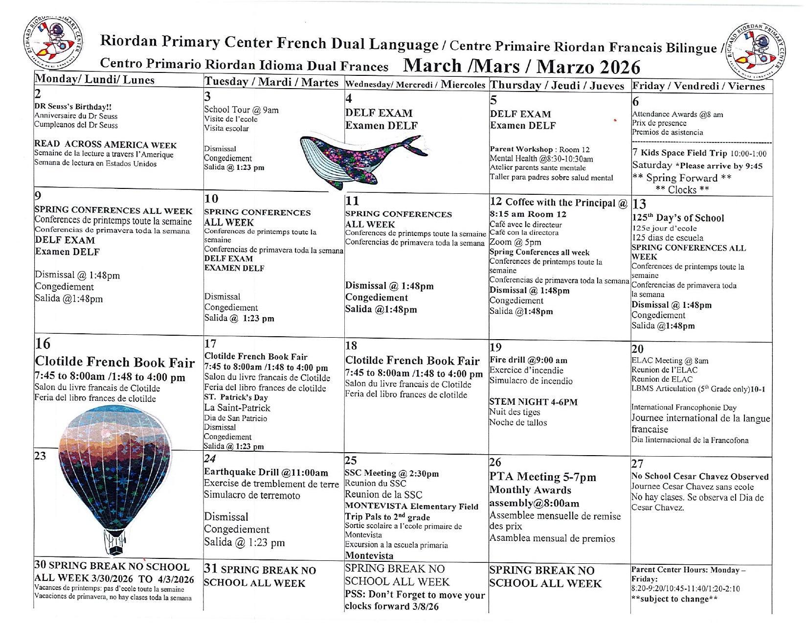 Parent Calendar – Calendars – Richard Riordan Primary Center