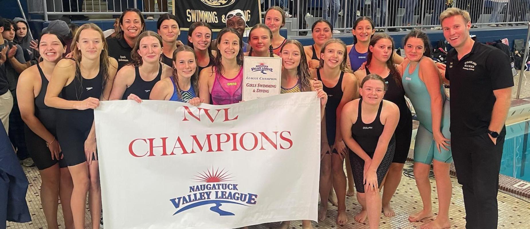 High school girls swim team NVL Champions