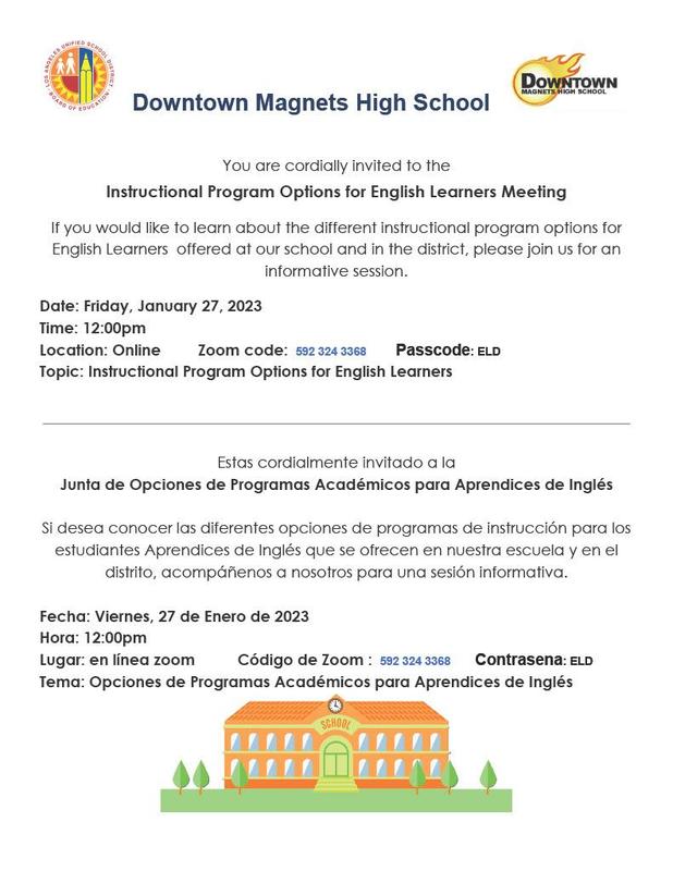 Instructional Program Options for English Learners Meeting/ Junta de Opciones de Programas Académicos para Aprendices de Inglés Featured Photo