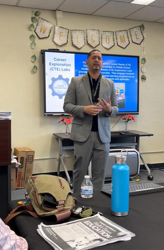 man standing in front of viewsonic