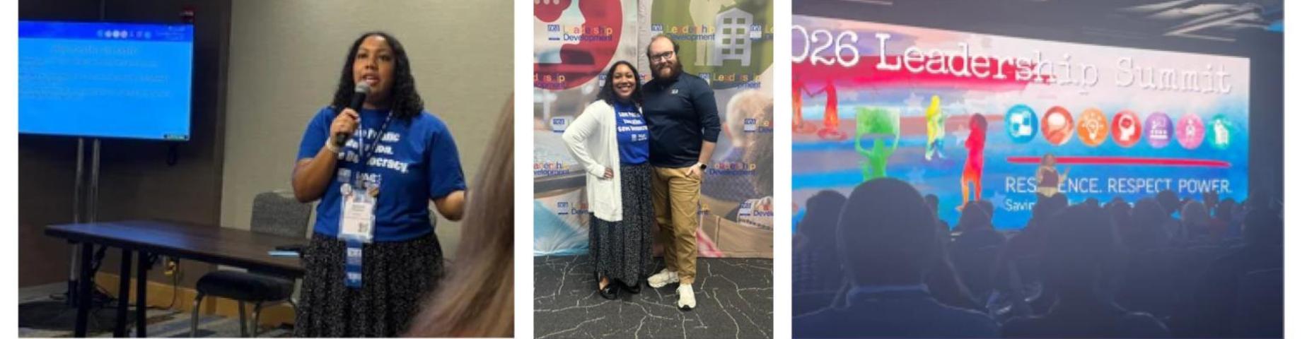 Pictures of Mrs. Jasmine speaking at the NEA Leadership Conference in Chicago.