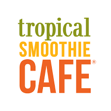 Tropical Smoothie Cafe logo with colorful text in green, yellow, and orange.