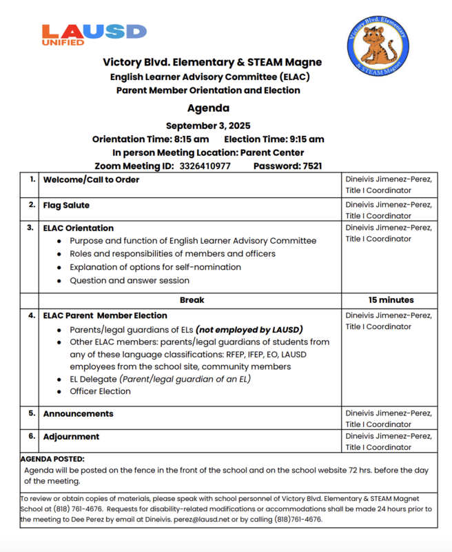ELAC meeting 9/3