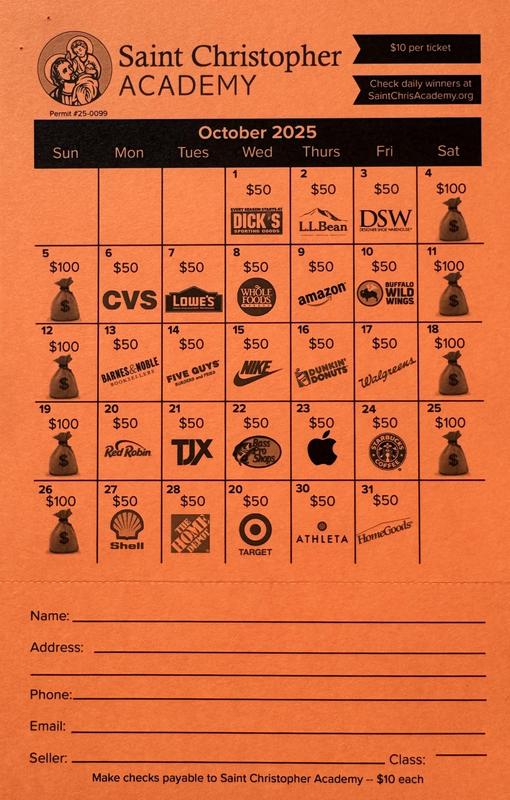 2025 Calendar Raffle Ticket