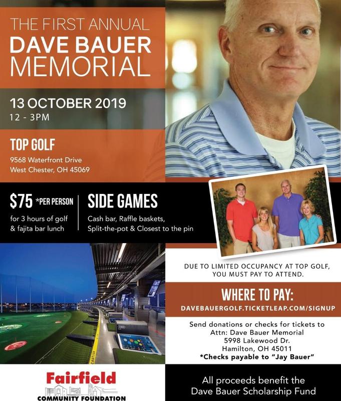 Image of a flyer for the Dave Bauer Memorial Golf Outing on Oct. 13. The outing will benefit a scholarship fund that bears his name.