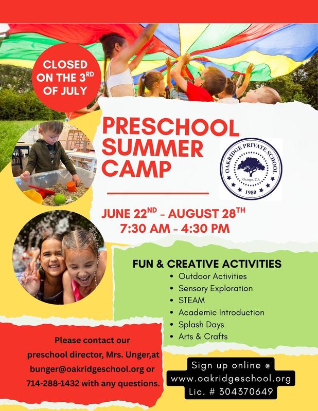 2026 Summer Camp Preschool