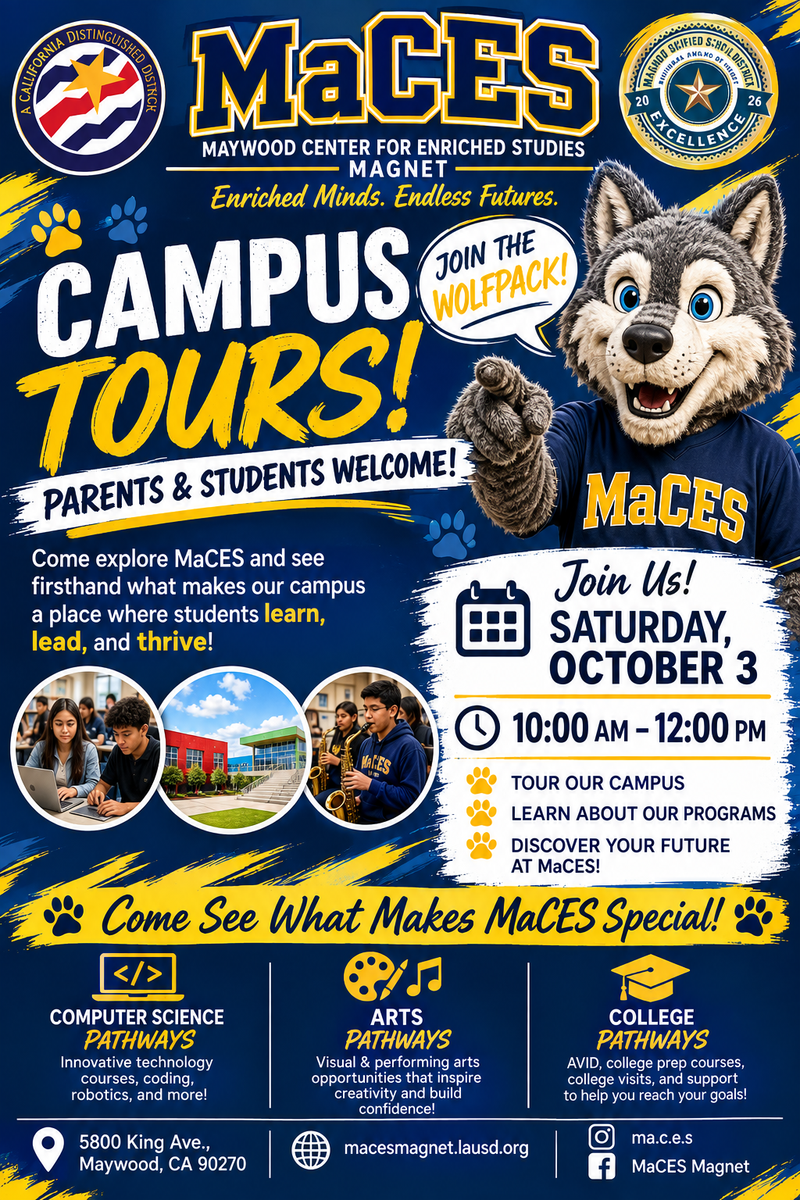 MACES Campus Tour Flyer for October 3rd from 10-12
