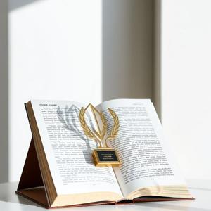 book with an award between the pages