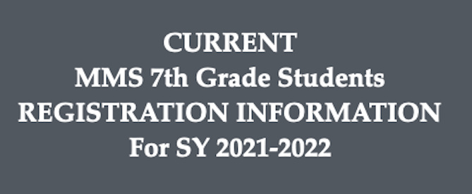 * ENROLLMENT PLANS & 8th Grade REGISTRATION for SY2021-2022 * Featured Photo