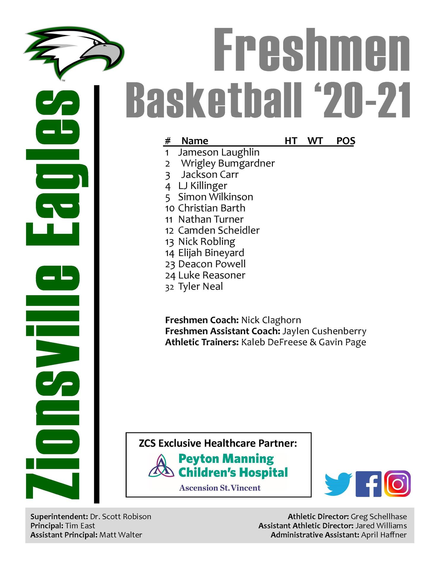 Roster Boys Basketball Zionsville Community High School