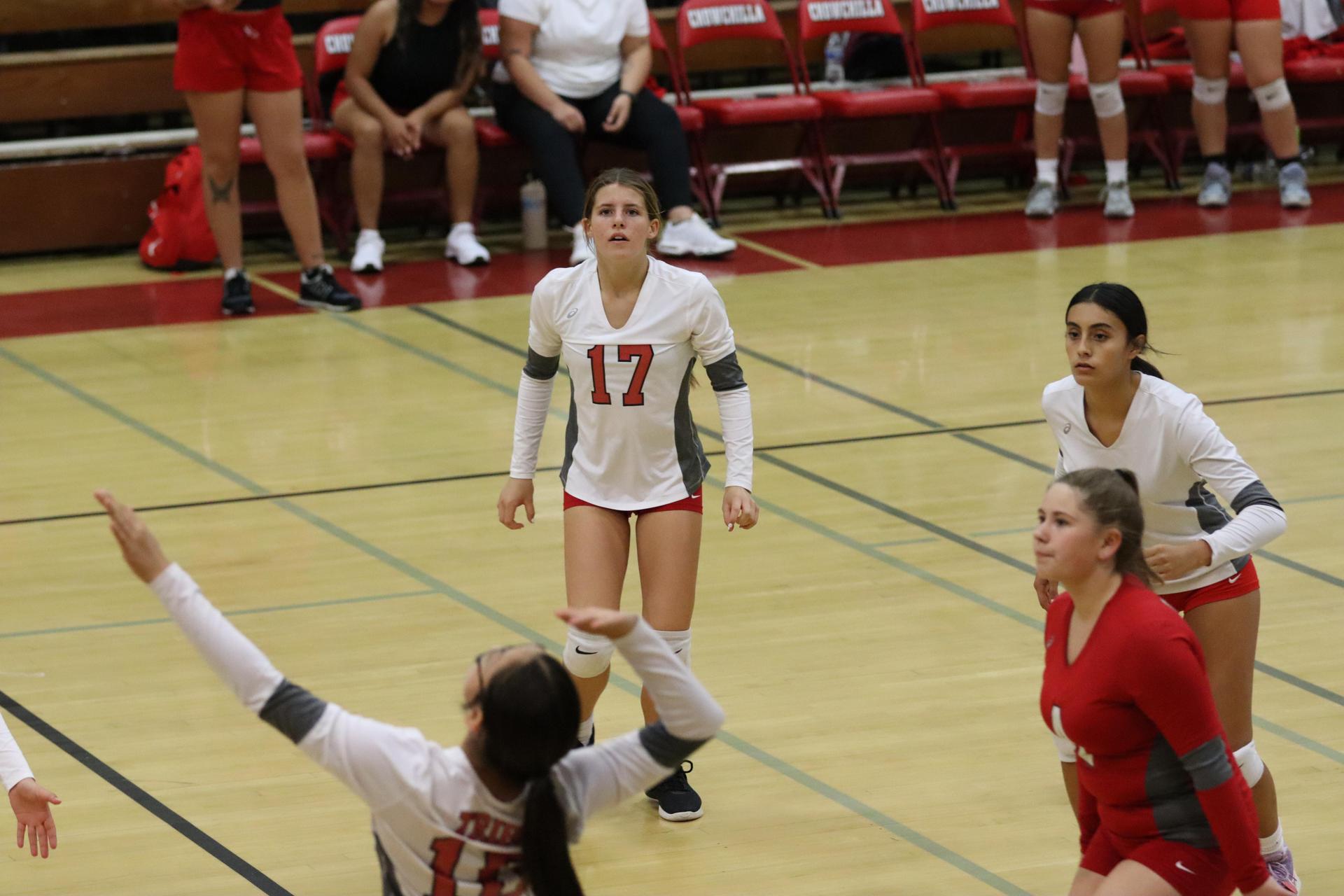 junior varsity girls playing volleyball against Liberty
