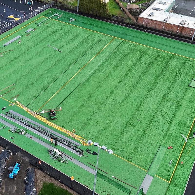 aerial view of field stripe installation