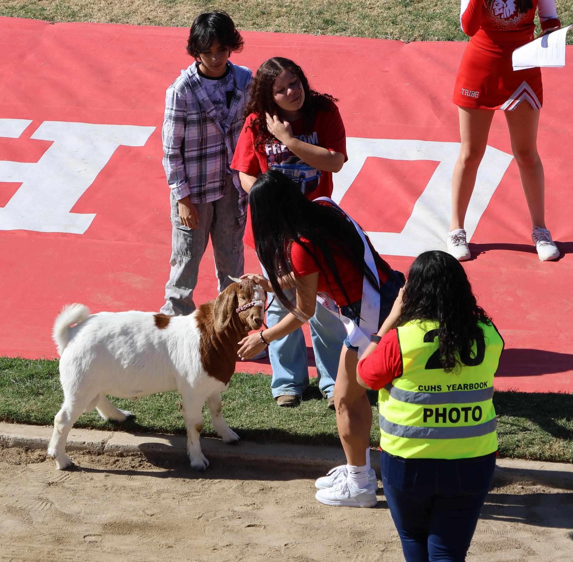 students and staff at the homecoming rally
