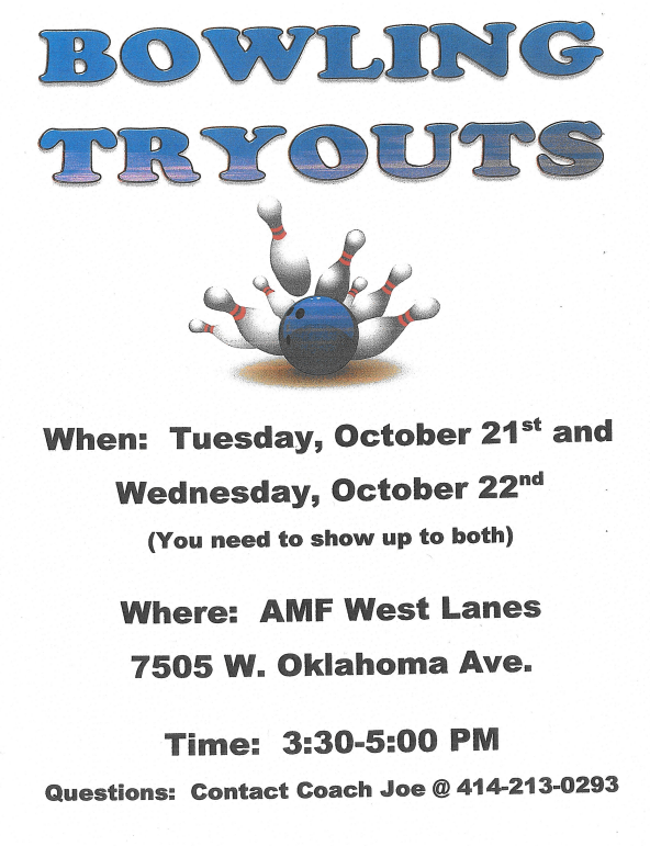 Bowling Tryouts flyer