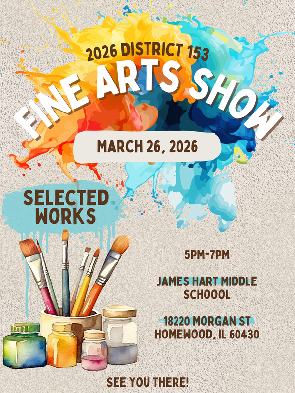 flyer with colorful paint splotches for art show