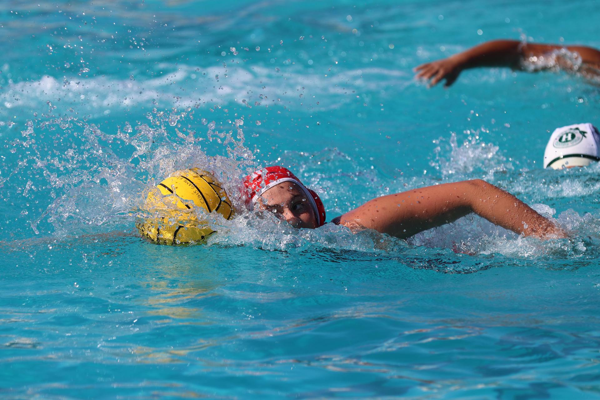 girls playing water polo against Hoover