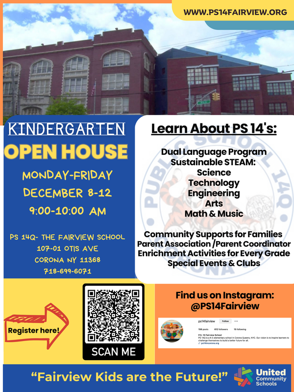 kindergarten registration flyer with QR code
