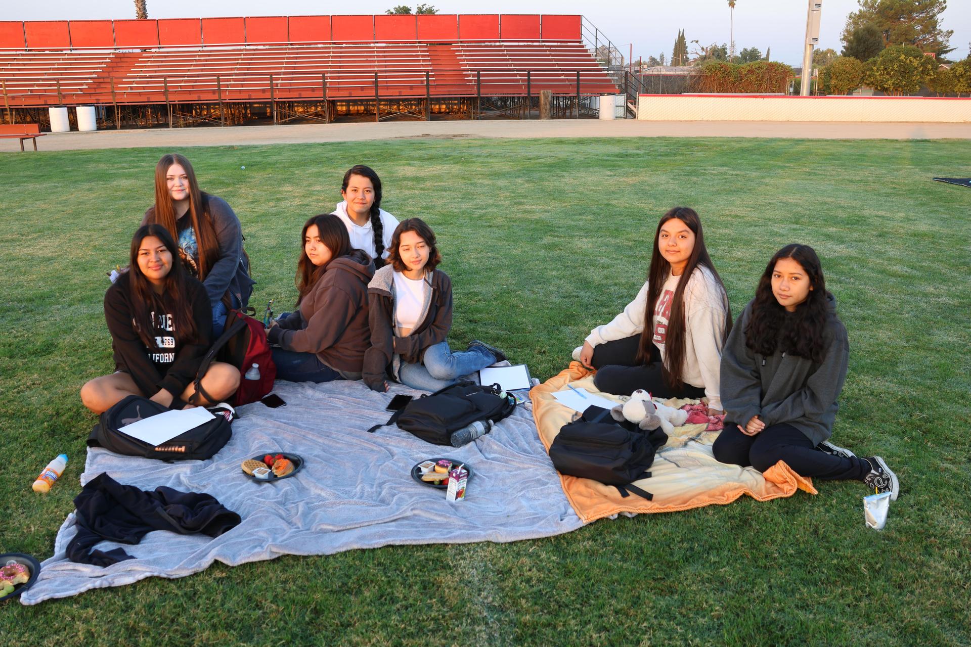 seniors and staff enjoying senior sunrise