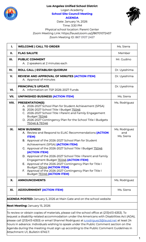 SSC Agenda