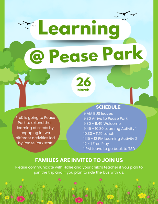 PK Field Trip to Pease Park - March 26th